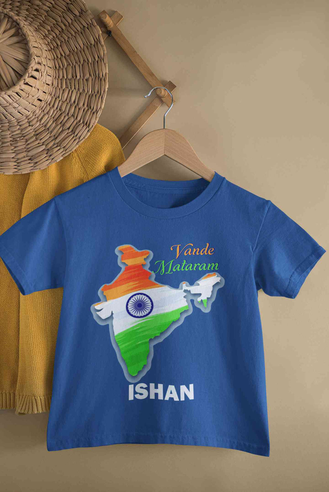 Custom Name Vande Mataram Independence Day Half Sleeves T-Shirt for Boy-KidsFashionVilla