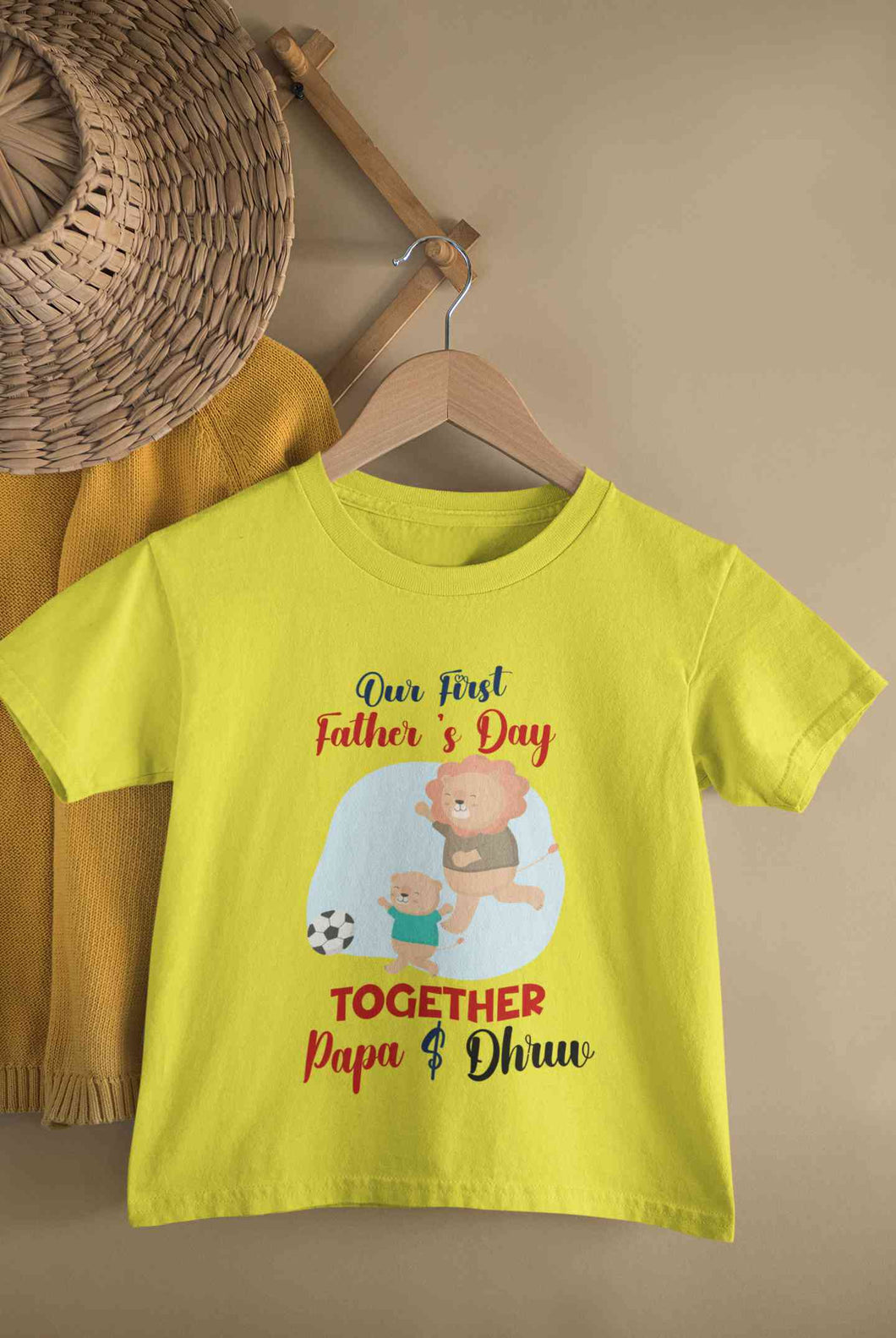 Custom Name Our First Father Day Half Sleeves T-Shirt for Boy-KidsFashionVilla