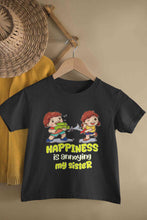 Load image into Gallery viewer, Happiness Is Annoying My Sister Raksha Bandhan Half Sleeves T-Shirt For Girls -KidsFashionVilla
