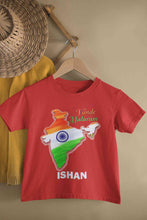 Load image into Gallery viewer, Custom Name Vande Mataram Independence Day Half Sleeves T-Shirt for Boy-KidsFashionVilla
