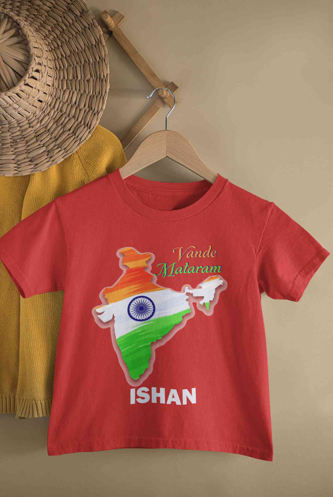 Custom Name Vande Mataram Independence Day Half Sleeves T-Shirt for Boy-KidsFashionVilla
