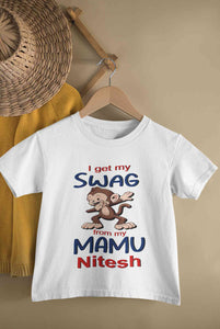 Custom Name Swag From My Mamu Half Sleeves T-Shirt for Boy-KidsFashionVilla