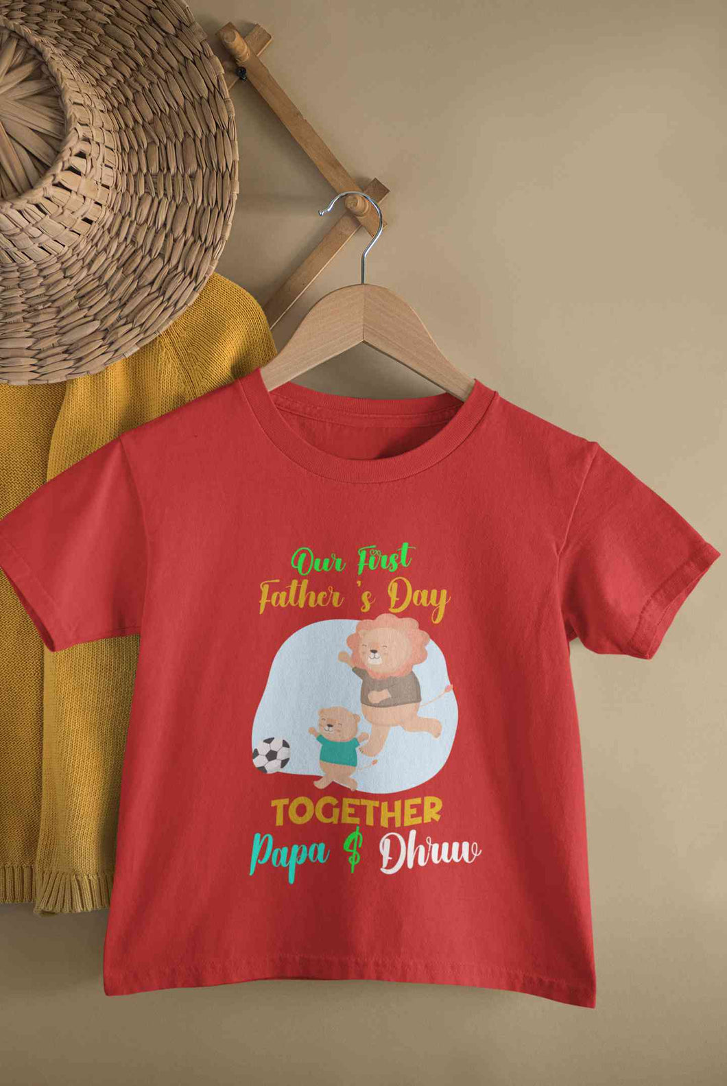 Custom Name Our First Father Day Half Sleeves T-Shirt for Boy-KidsFashionVilla