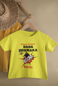 Custom Name Chota Packet Bada Dhamaka Diwali Half Sleeves T-Shirt for Boy-KidsFashionVilla