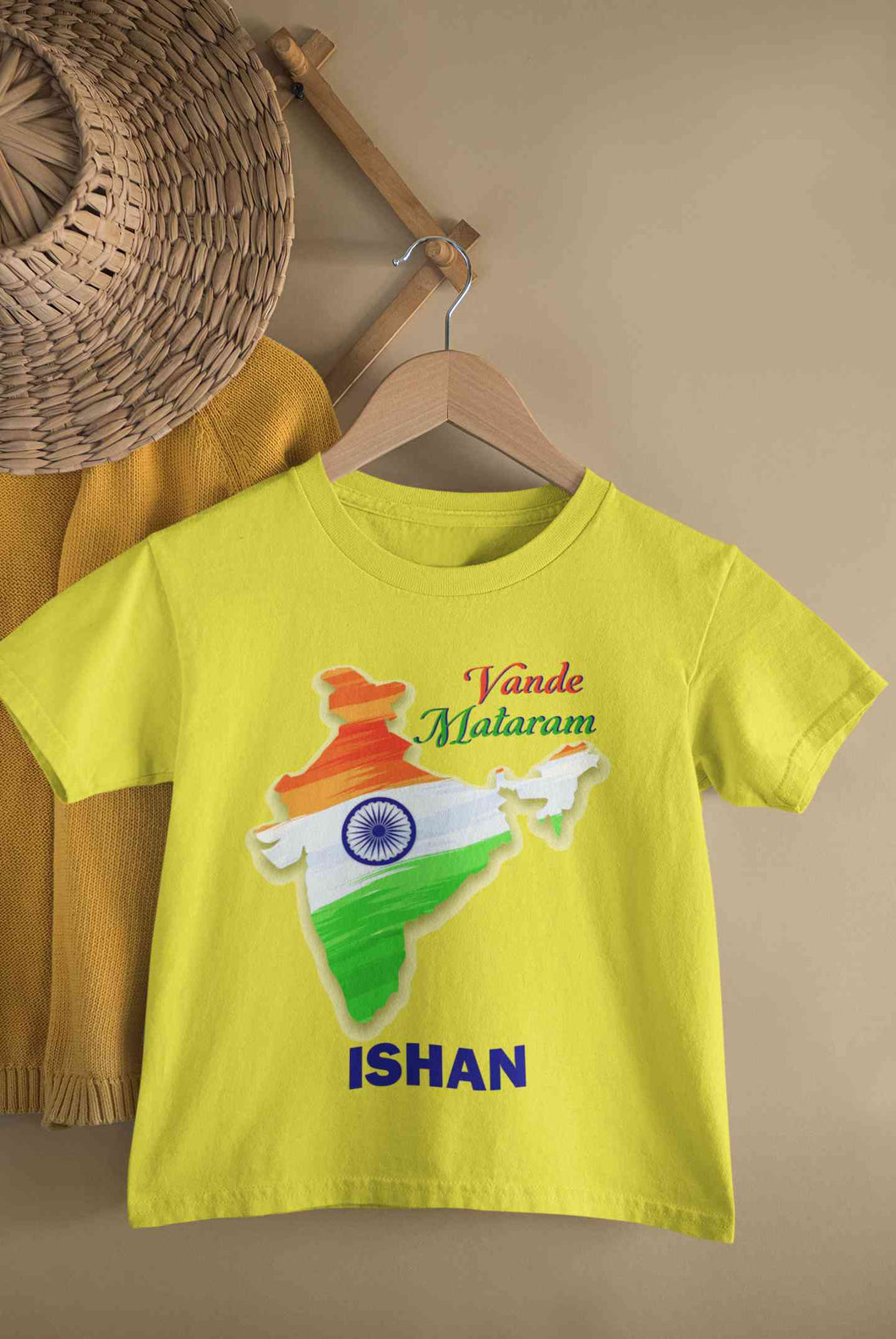 Custom Name Vande Mataram Independence Day Half Sleeves T-Shirt for Boy-KidsFashionVilla
