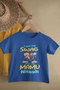 Custom Name Swag From My Mamu Half Sleeves T-Shirt for Boy-KidsFashionVilla