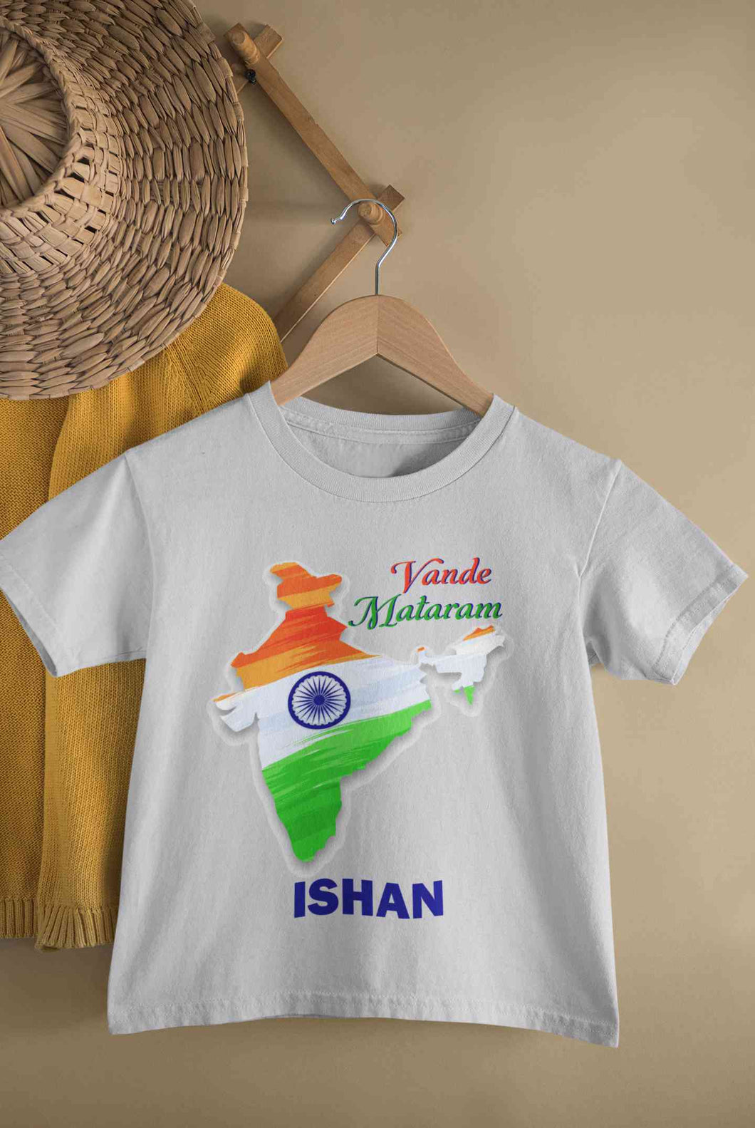 Custom Name Vande Mataram Independence Day Half Sleeves T-Shirt for Boy-KidsFashionVilla