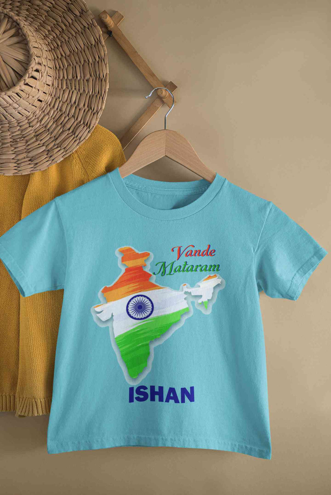 Custom Name Vande Mataram Independence Day Half Sleeves T-Shirt for Boy-KidsFashionVilla