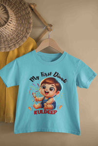 Custom Name My First Diwali Half Sleeves T-Shirt for Boy-KidsFashionVilla