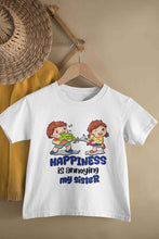 Load image into Gallery viewer, Happiness Is Annoying My Sister Raksha Bandhan Half Sleeves T-Shirt For Girls -KidsFashionVilla
