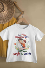 Load image into Gallery viewer, Custom Name Our First Father Day Half Sleeves T-Shirt For Girls -KidsFashionVilla
