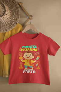 Custom Name Chhota Patakha With Diwali Half Sleeves T-Shirt for Boy-KidsFashionVilla