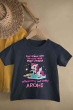 Load image into Gallery viewer, Custom Name Cant Keep Calm Its My First Diwali With Mummy Daddy Half Sleeves T-Shirt For Girls -KidsFashionVilla
