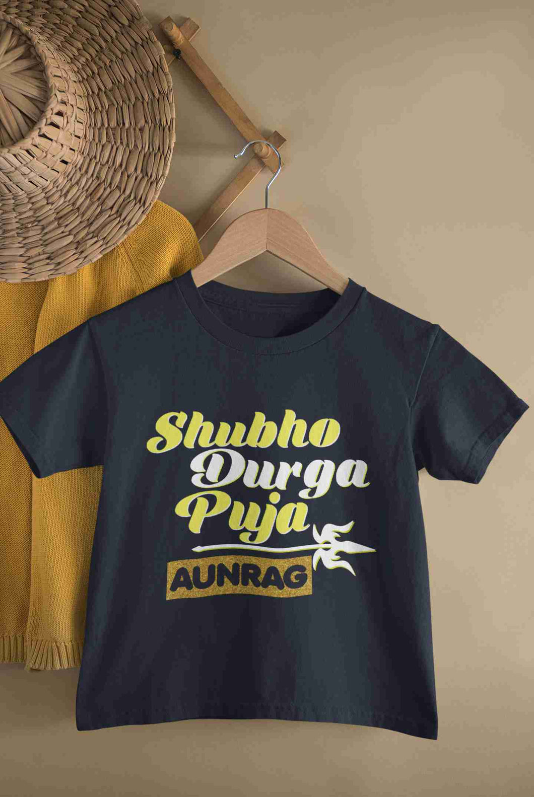 Custom Name Shubo Durga Puja Half Sleeves T-Shirt for Boy-KidsFashionVilla