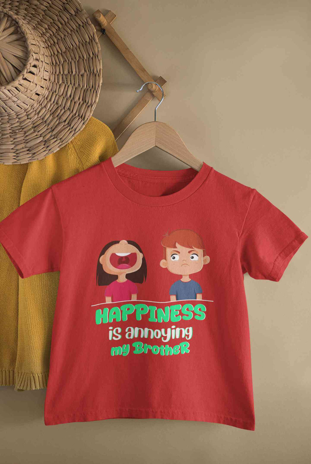 Happiness Is Annoying My Brother Raksha Bandhan Half Sleeves T-Shirt For Girls -KidsFashionVilla