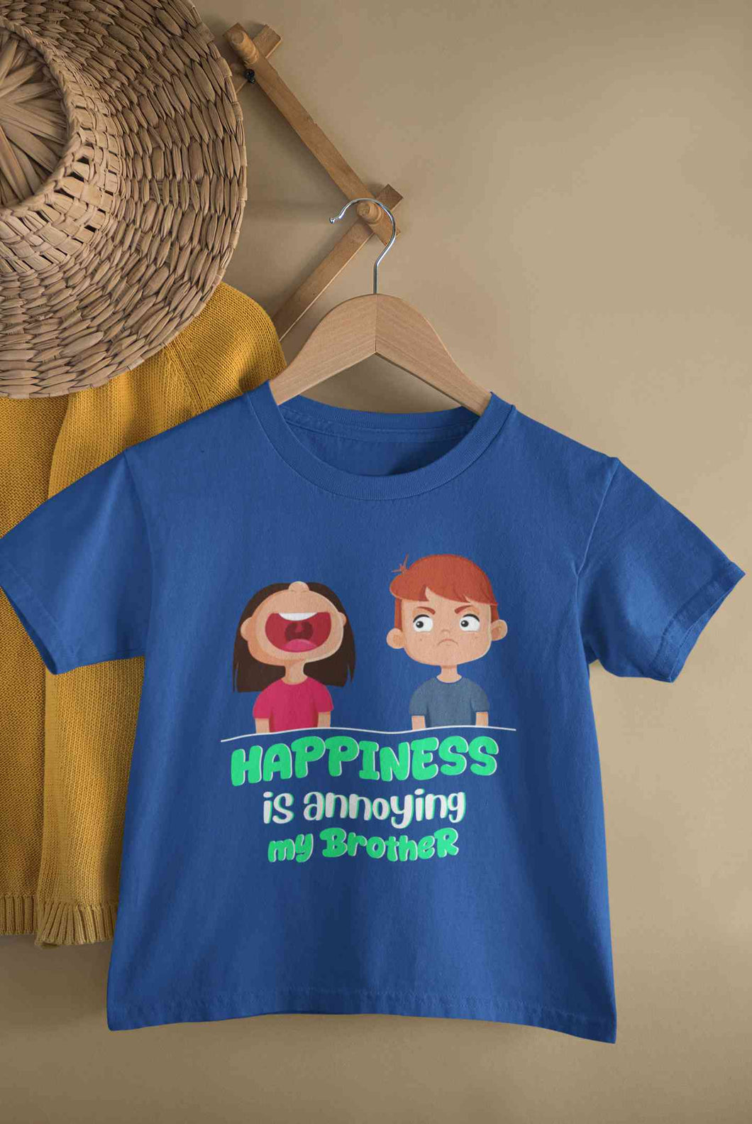 Happiness Is Annoying My Brother Raksha Bandhan Half Sleeves T-Shirt for Boy-KidsFashionVilla