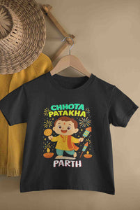 Custom Name Chhota Patakha With Diwali Half Sleeves T-Shirt for Boy-KidsFashionVilla