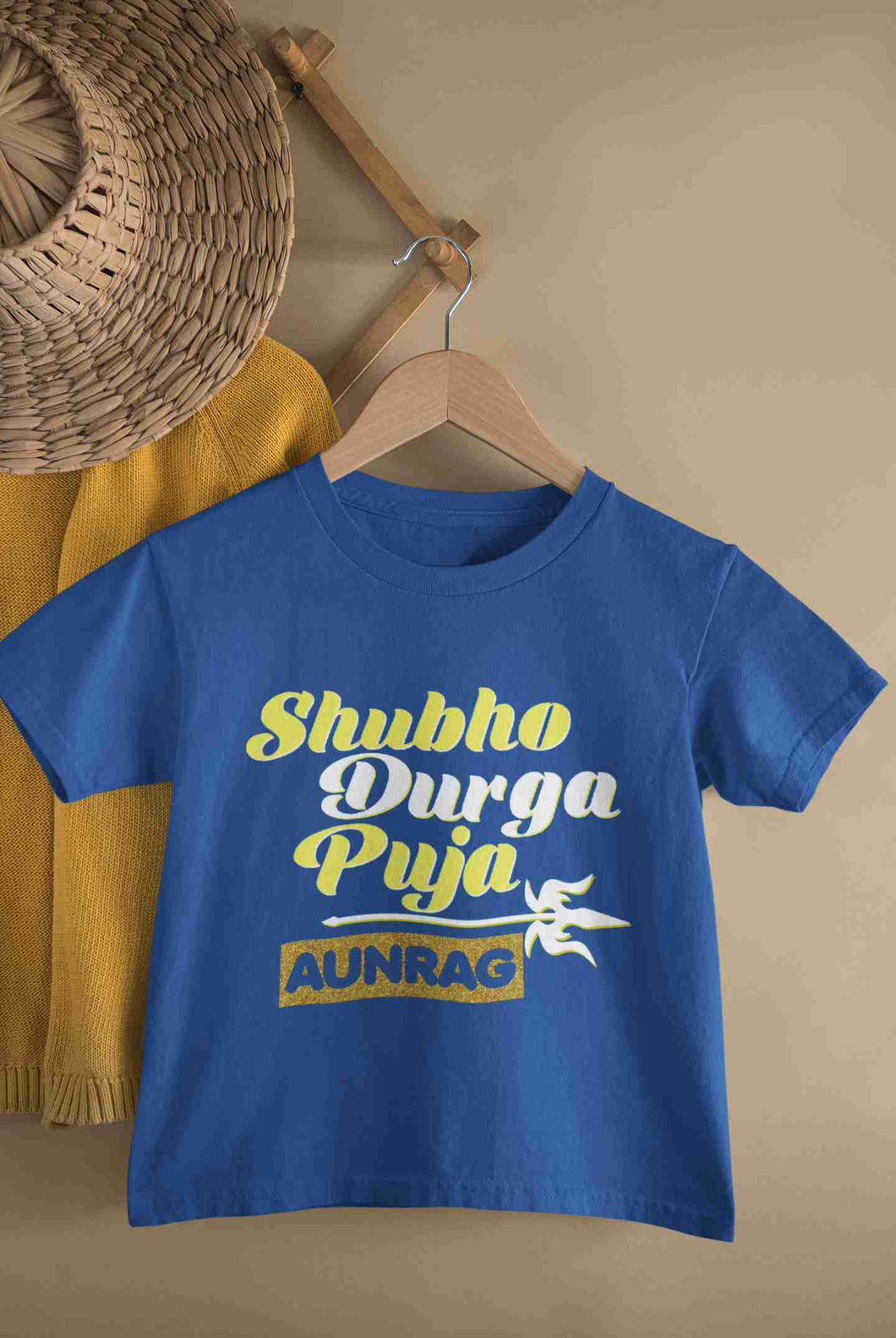 Custom Name Shubo Durga Puja Half Sleeves T-Shirt for Boy-KidsFashionVilla