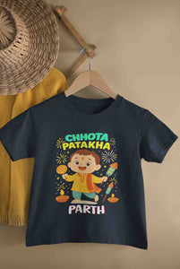 Custom Name Chhota Patakha With Diwali Half Sleeves T-Shirt for Boy-KidsFashionVilla