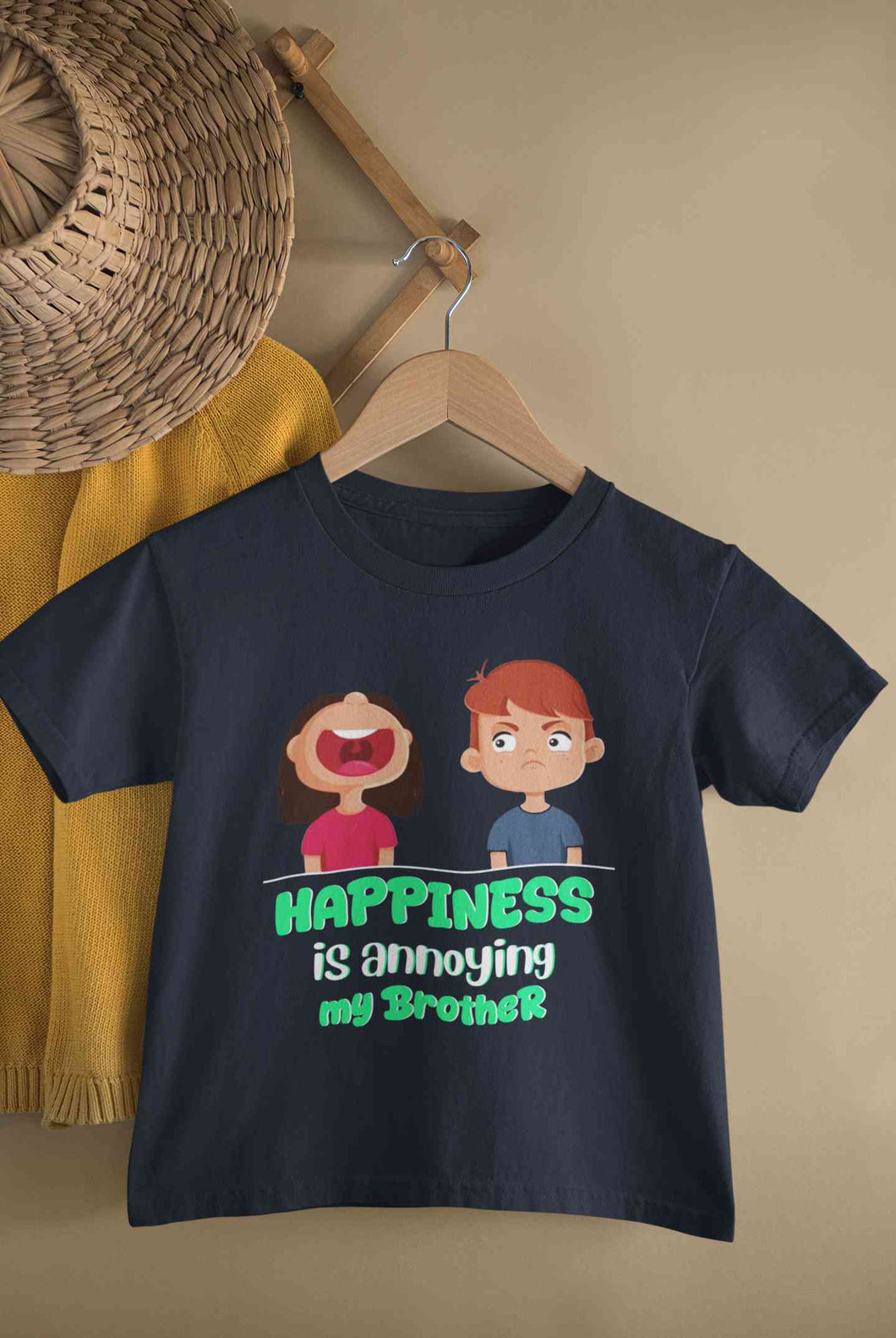 Happiness Is Annoying My Brother Raksha Bandhan Half Sleeves T-Shirt for Boy-KidsFashionVilla