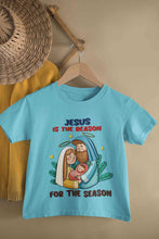Load image into Gallery viewer, Jesus Is The Reason For The Season Christmas Half Sleeves T-Shirt For Girls -KidsFashionVilla
