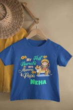 Load image into Gallery viewer, Custom Name My First Navratri With Mumma And Papa Half Sleeves T-Shirt For Girls -KidsFashionVilla
