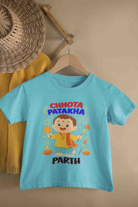 Custom Name Chhota Patakha With Diwali Half Sleeves T-Shirt for Boy-KidsFashionVilla