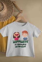 Load image into Gallery viewer, Happiness Is Annoying My Brother Raksha Bandhan Half Sleeves T-Shirt For Girls -KidsFashionVilla
