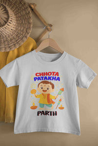 Custom Name Chhota Patakha With Diwali Half Sleeves T-Shirt for Boy-KidsFashionVilla