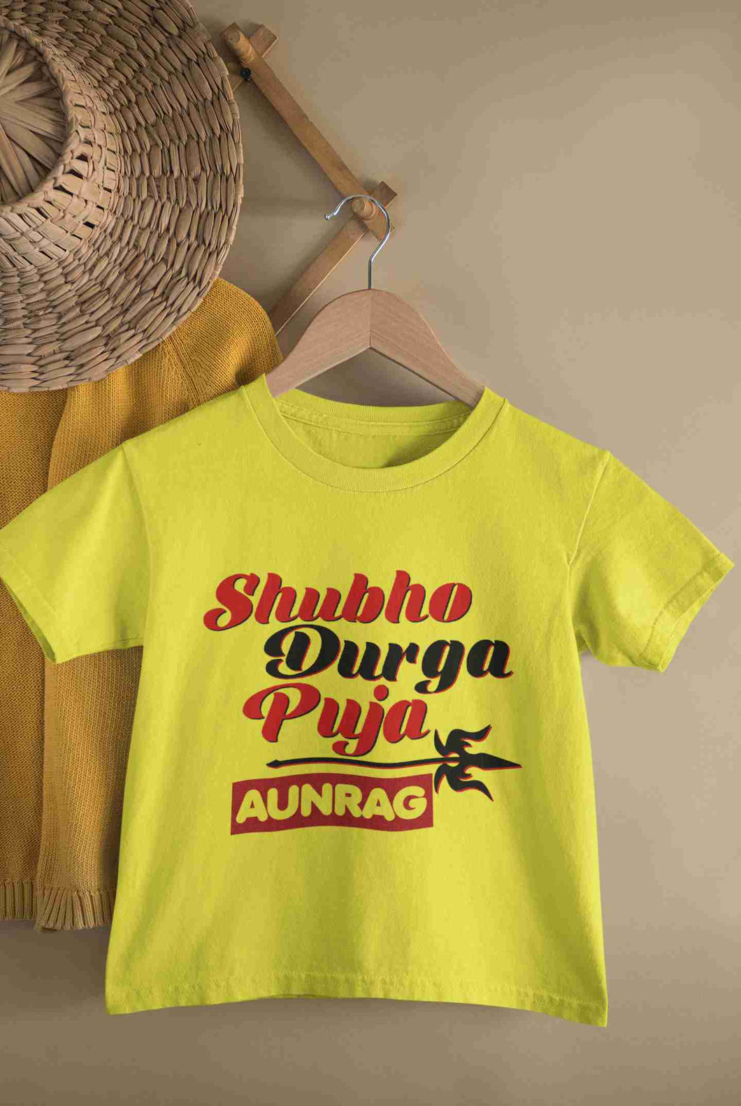 Custom Name Shubo Durga Puja Half Sleeves T-Shirt for Boy-KidsFashionVilla