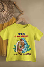 Load image into Gallery viewer, Jesus Is The Reason For The Season Christmas Half Sleeves T-Shirt For Girls -KidsFashionVilla
