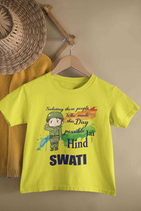 Custom Name Saluting Those People Who Made This Day Possible Jai Hind Independence Day Half Sleeves T-Shirt For Girls -KidsFashionVilla