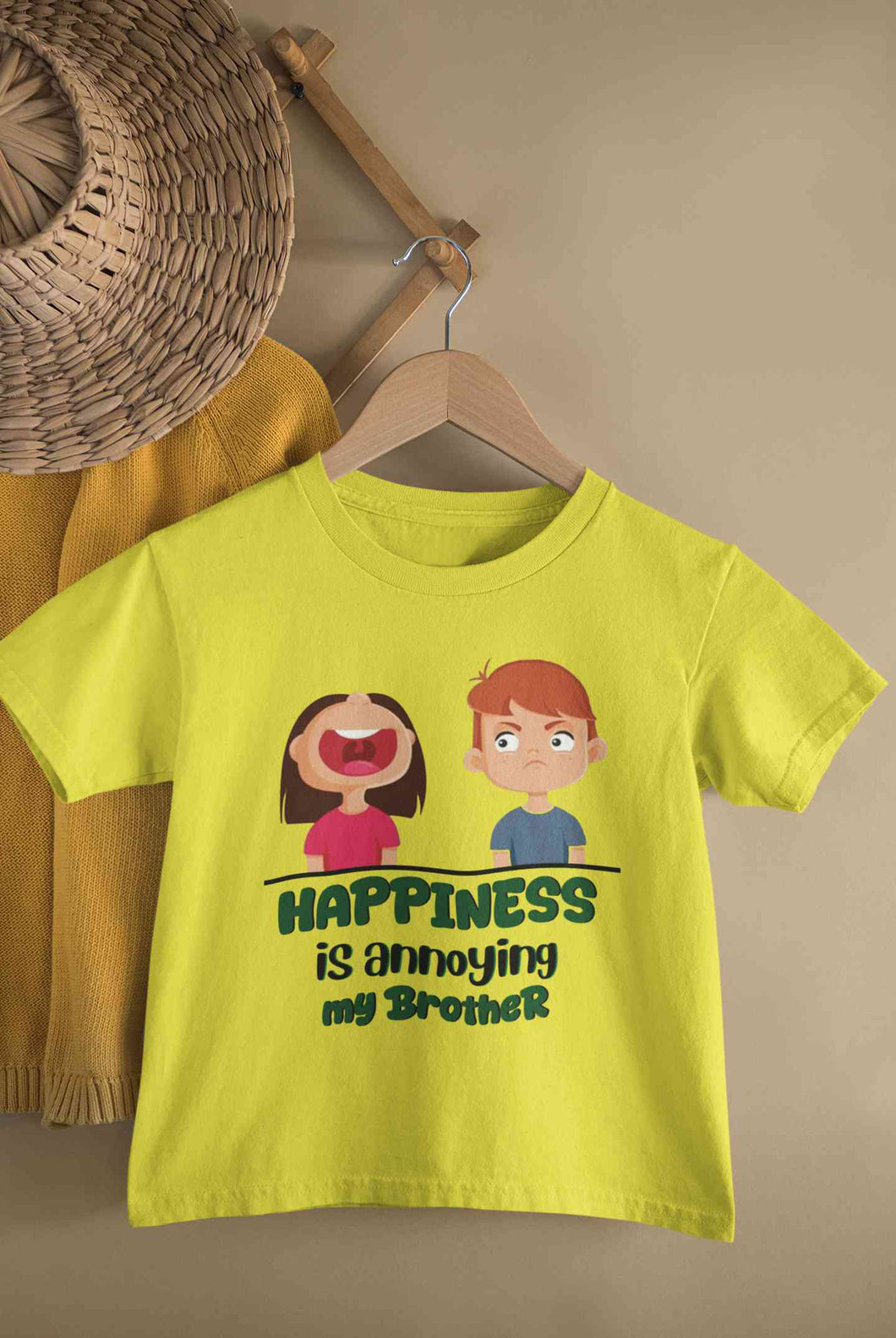Happiness Is Annoying My Brother Raksha Bandhan Half Sleeves T-Shirt for Boy-KidsFashionVilla
