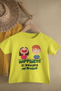 Happiness Is Annoying My Brother Raksha Bandhan Half Sleeves T-Shirt for Boy-KidsFashionVilla