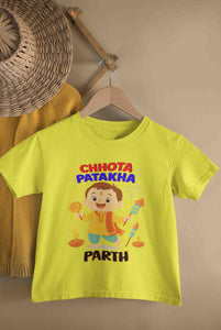 Custom Name Chhota Patakha With Diwali Half Sleeves T-Shirt for Boy-KidsFashionVilla