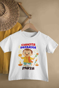 Custom Name Chhota Patakha With Diwali Half Sleeves T-Shirt for Boy-KidsFashionVilla