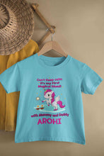 Load image into Gallery viewer, Custom Name Cant Keep Calm Its My First Diwali With Mummy Daddy Half Sleeves T-Shirt For Girls -KidsFashionVilla
