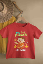 Load image into Gallery viewer, Custom Name My 1st Diwali Half Sleeves T-Shirt For Girls -KidsFashionVilla
