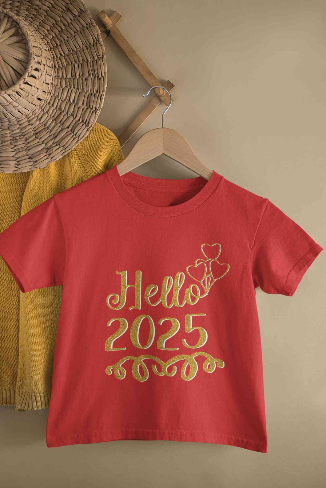 Hello 2025 New Year Half Sleeves T-Shirt For Girls -KidsFashionVilla