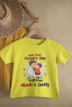 Load image into Gallery viewer, Custom Name Our First Father Day Half Sleeves T-Shirt for Boy-KidsFashionVilla
