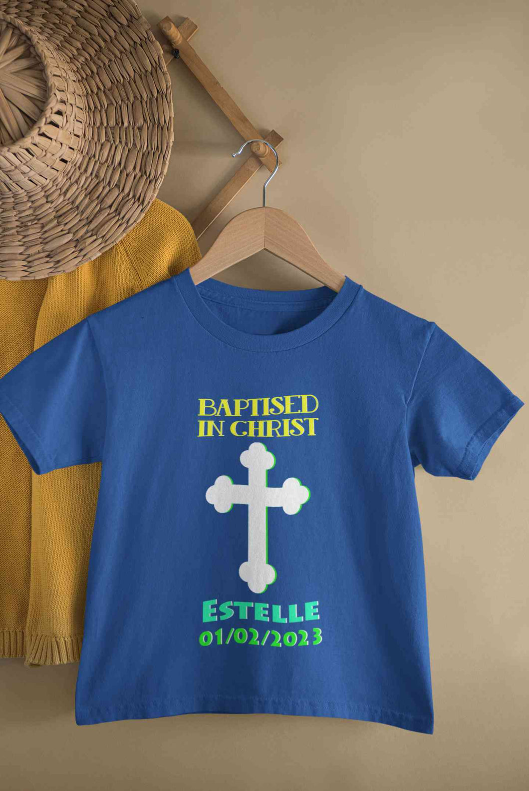 Custom Name And Date Baptised In Christ Christening Day Baptism Half Sleeves T-Shirt for Boy-KidsFashionVilla