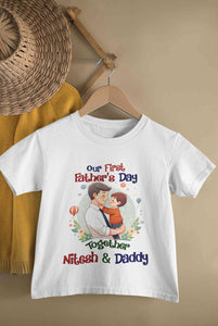 Custom Name Our First Father Day Half Sleeves T-Shirt for Boy-KidsFashionVilla