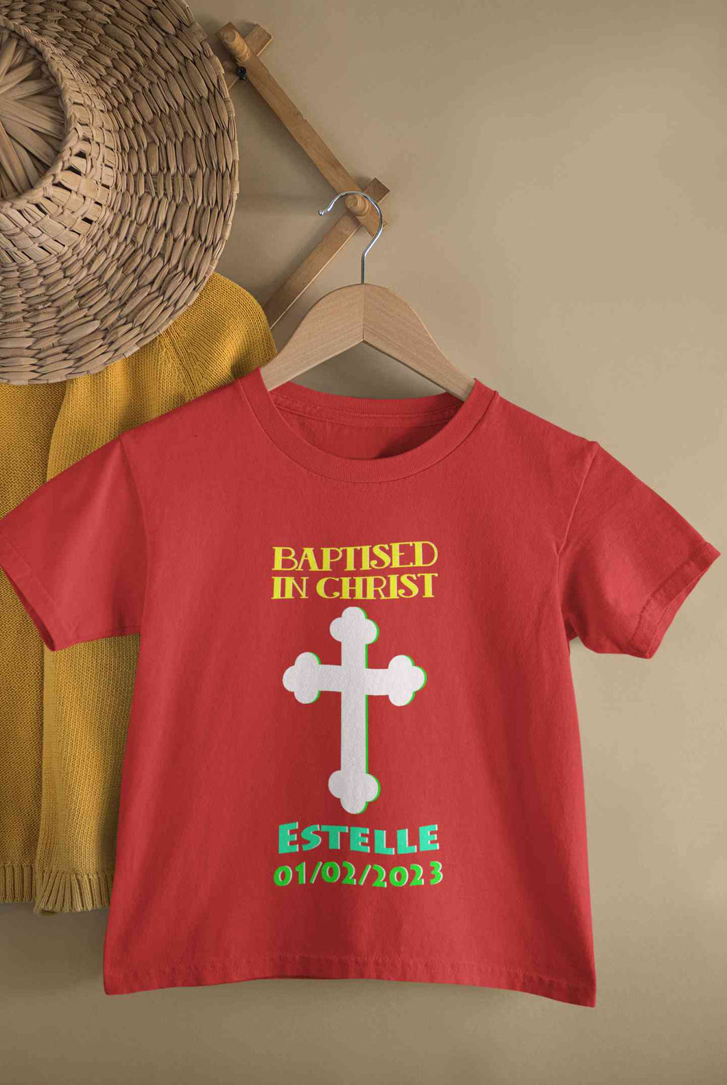 Custom Name And Date Baptised In Christ Christening Day Baptism Half Sleeves T-Shirt for Boy-KidsFashionVilla
