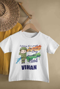 Custom Name Saluting Those People Who Made This Day Possible Jai Hind Independence Day Half Sleeves T-Shirt for Boy-KidsFashionVilla