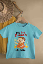 Load image into Gallery viewer, Custom Name My 1st Diwali Half Sleeves T-Shirt For Girls -KidsFashionVilla
