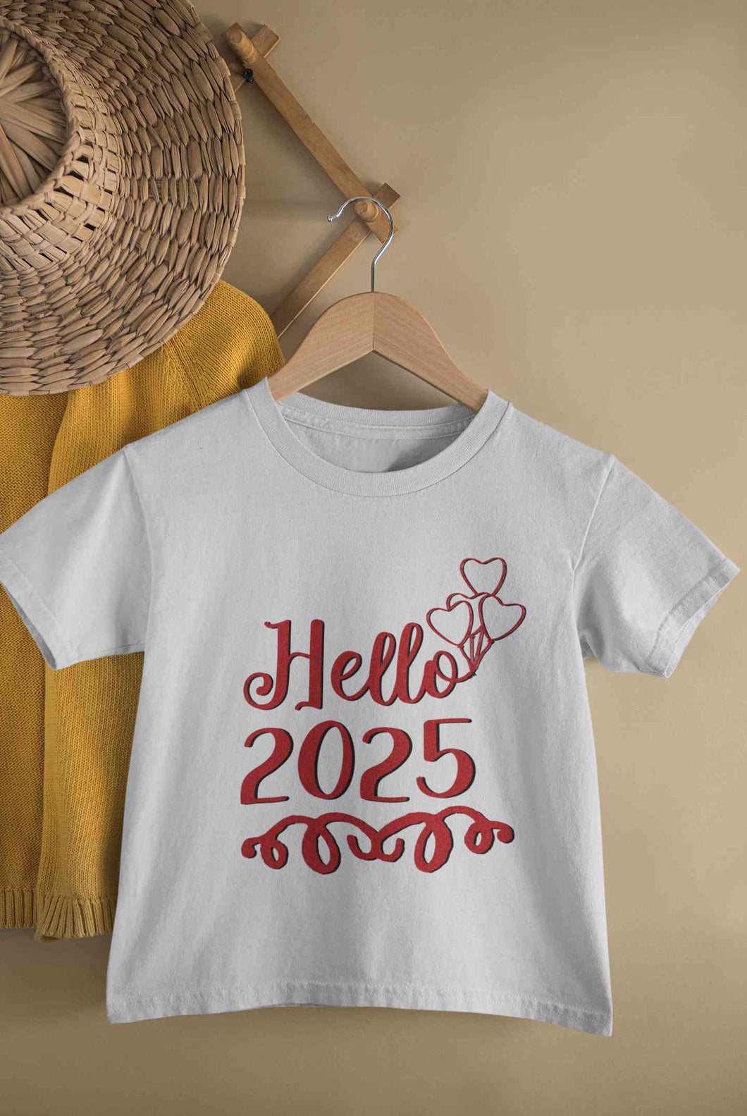 Hello 2025 New Year Half Sleeves T-Shirt For Girls -KidsFashionVilla