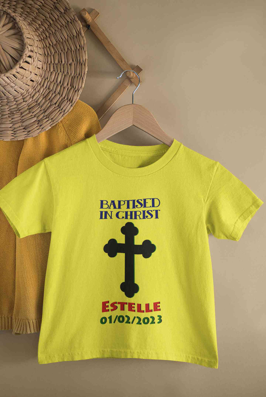Custom Name And Date Baptised In Christ Christening Day Baptism Half Sleeves T-Shirt for Boy-KidsFashionVilla