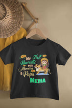 Load image into Gallery viewer, Custom Name My First Navratri With Mumma And Papa Half Sleeves T-Shirt For Girls -KidsFashionVilla
