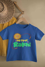 Load image into Gallery viewer, My First Meri Pehli Rakhi Raksha Bandhan Half Sleeves T-Shirt For Girls -KidsFashionVilla
