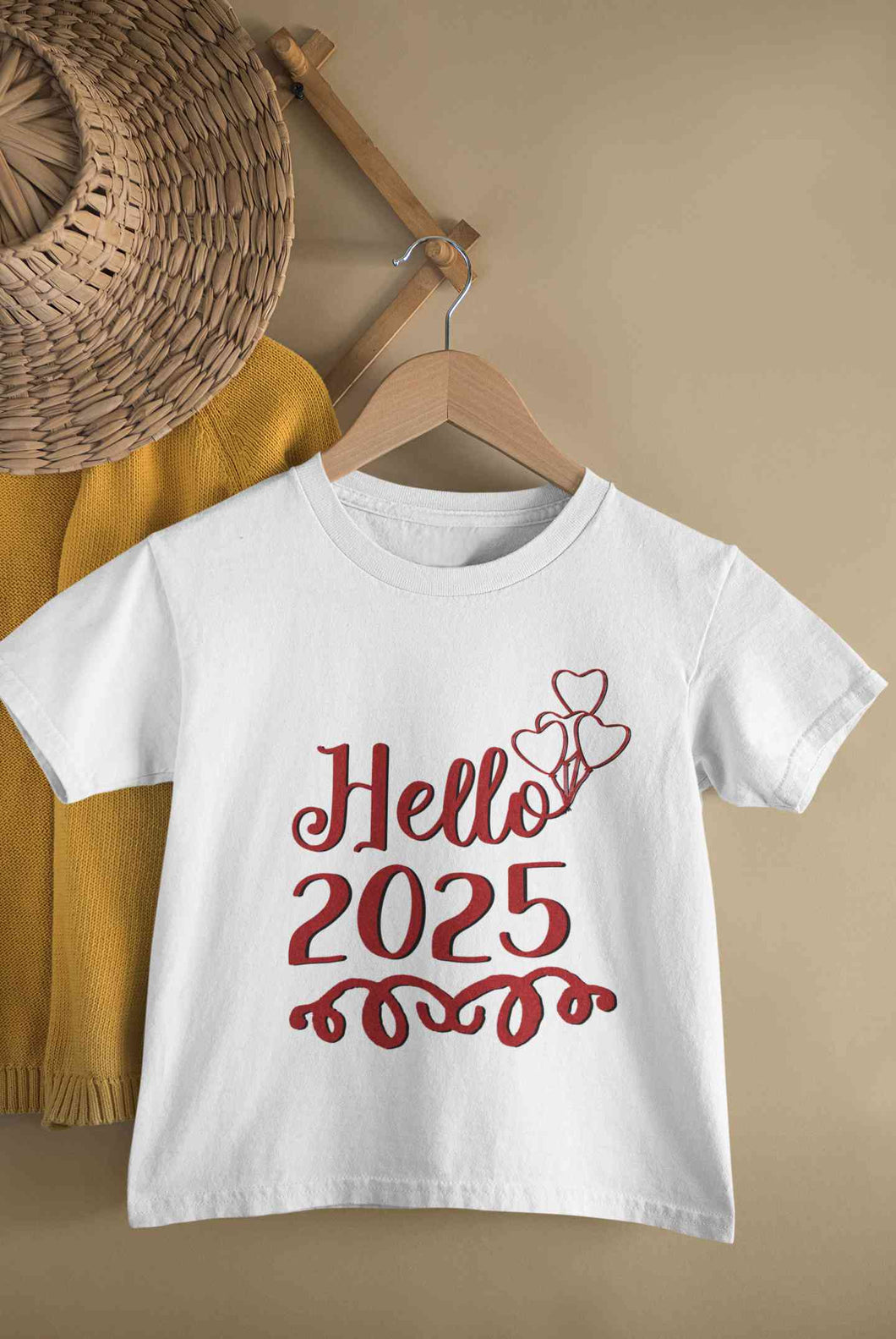 Hello 2025 New Year Half Sleeves T-Shirt For Girls -KidsFashionVilla